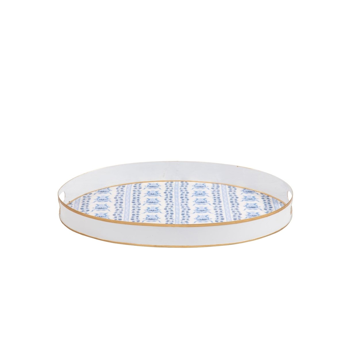 Pomegranate Enameled Blue Oval Olivia Serving Tray For Kitchen and Dining - Serving Trays from Jaye's Studio