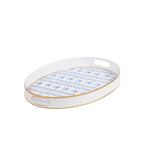 Pomegranate Enameled Blue Oval Olivia Serving Tray For Kitchen and Dining - Serving Trays from Jaye's Studio