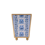 Pomegranate Enameled Blue Square Metal Cachepot Planter for Bedroom, Home Office, Kitchen, Living Room - Cachepots from Jaye's Studio