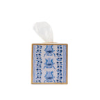 Pomegranate Enameled Blue Square Metal Tissue Box Cover for Bathroom, Vanity, Bedroom, Home Office - Tissue Box Cover from Jaye's Studio