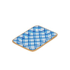 Preppy Plaid Blue Enameled Rectangle Soap Dish, Catch All Tray, Jewelry Tray for Bathroom, Vanity, Sink - Decorative Laney Tray - Trinket Trays from Jaye's Studio