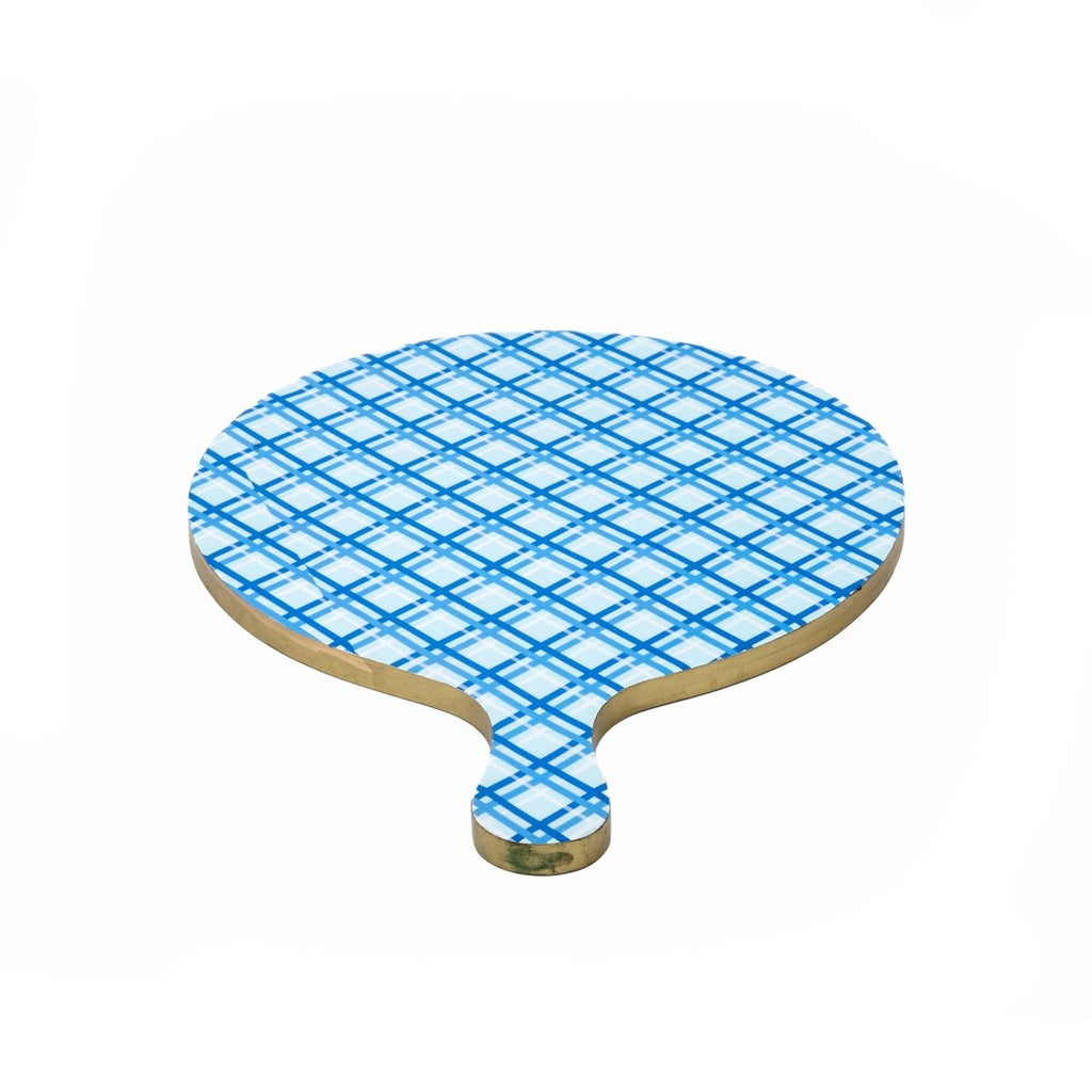 Preppy Plaid Blue / Light Blue Charcuterie Board, Wooden Cutting Board, Chopping Board for Serving, Food & Meat Prep - Cutting Board from Jaye's Studio