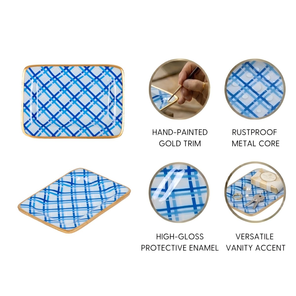 Preppy Plaid Enameled Laney Soap Dish - Trinket Trays from Jaye's Studio