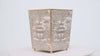 Kyoto Pagoda Enameled Square Wastebasket - Taupe & White - Avail 11/11