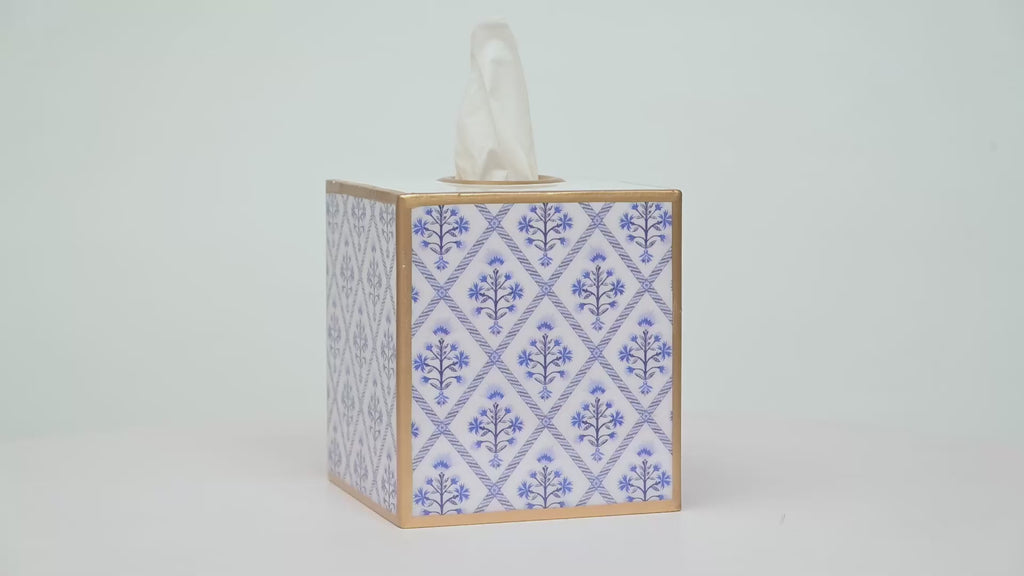 Marigold Lattice Enameled Tissue Box Cover