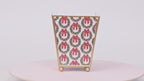 Holly Wreath Bow Enameled Square Cachepot Planter
