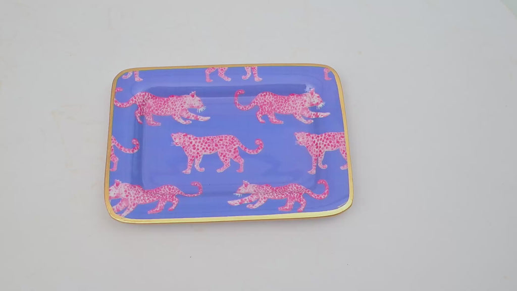 Pink Leopards Enameled Laney Soap Dish