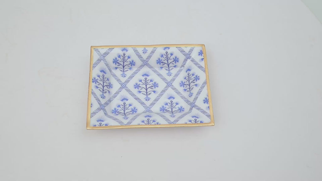 Marigold Lattice Enameled Landry Jewelry Tray