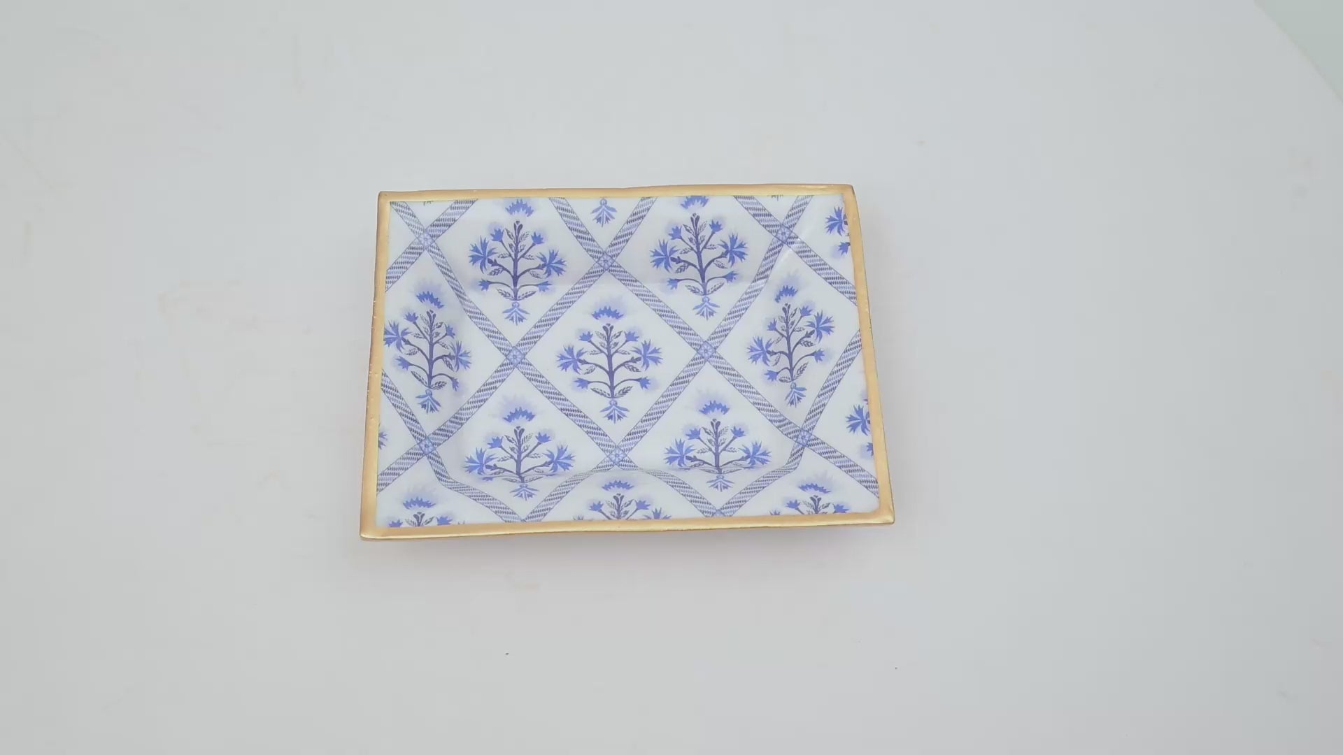 Marigold Lattice Enameled Landry Jewelry Tray
