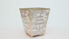 Kyoto Pagoda Enameled Square Cachepot Planter 6 - Taupe & White - Avail 11/11