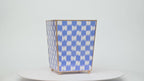 Checkered Ikat Enameled Square Wastebasket