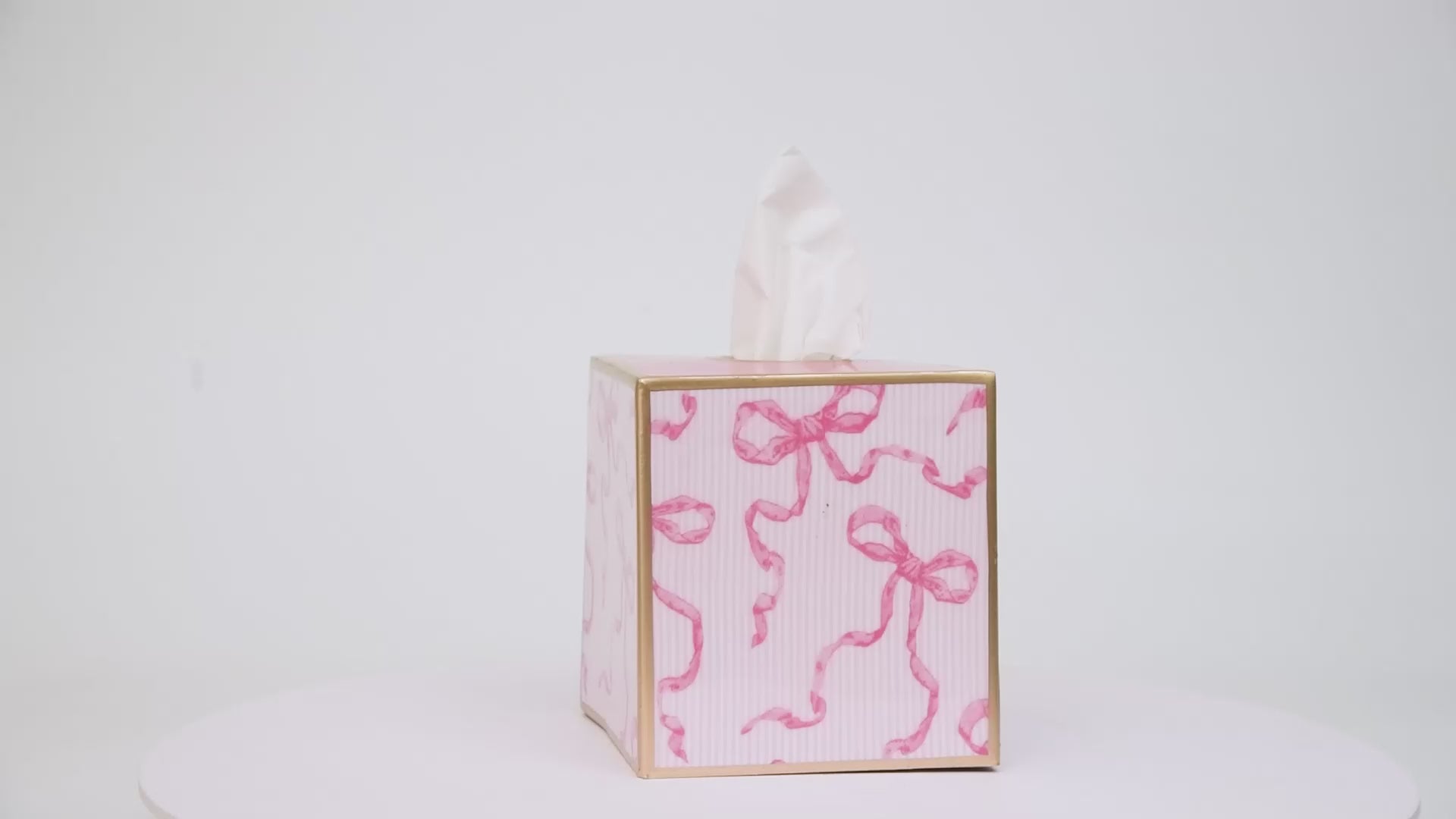 Pink Enameled Home Decor / Table Top / Bath / Bedside Tissue Box Cover  with High-Quality Metal - by Danika Herrick - The Ribbons of Hope collection 6x5x5