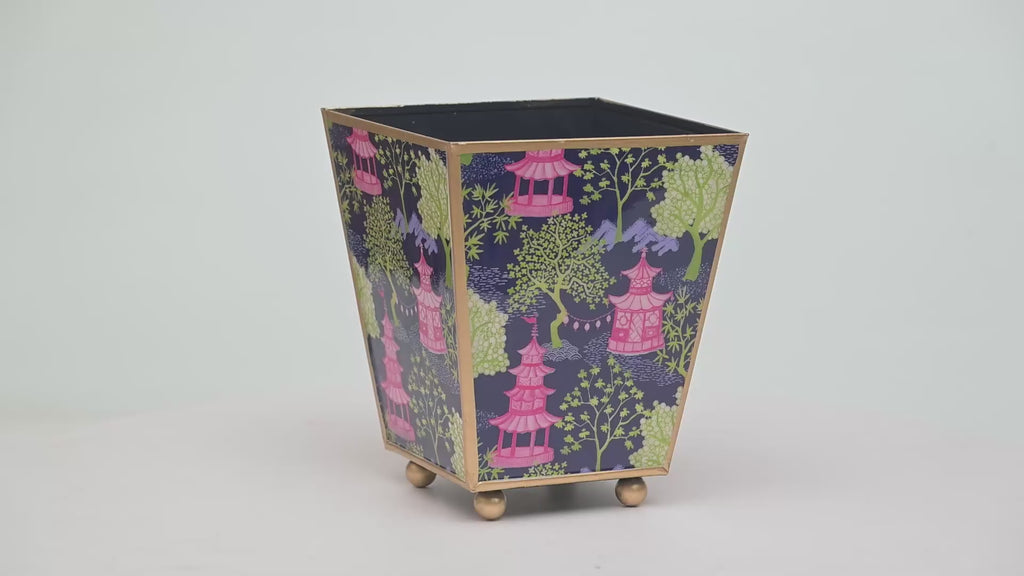 Garden Party Enameled Square Cachepot Planter