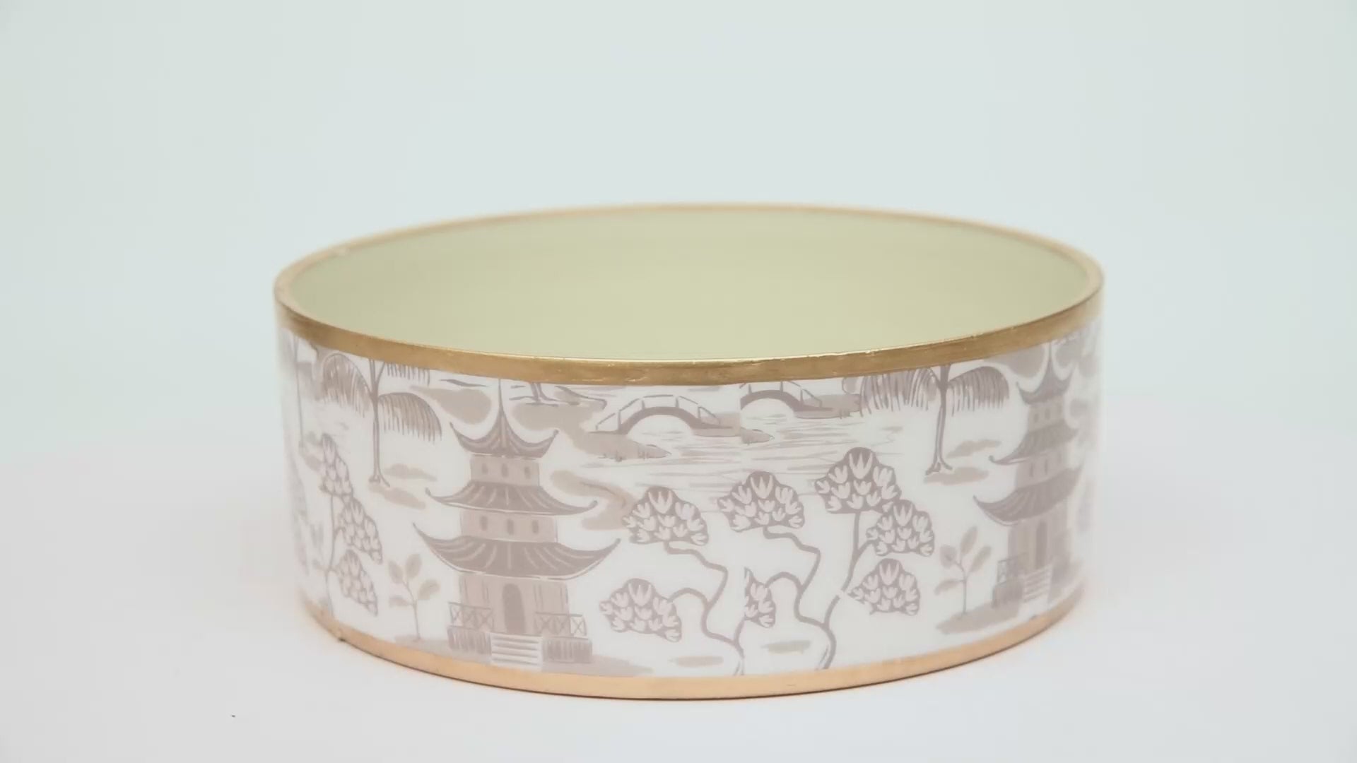 Kyoto Pagoda Pet Bowl - Small - White & Taupe - Avail 11/11