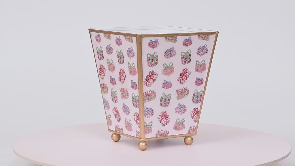 Christmas Gifts Enameled Square Cachepot Planter