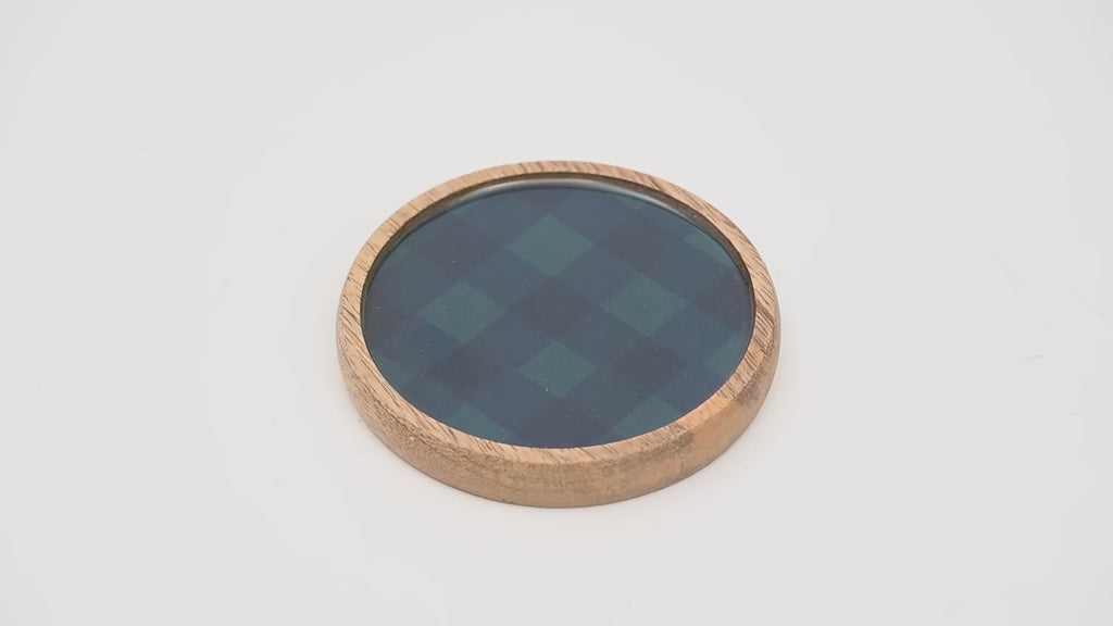 Sussex Plaid Wooden Coasters Set (4pk)