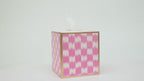 Checkered Ikat Enameled Tissue Box Cover