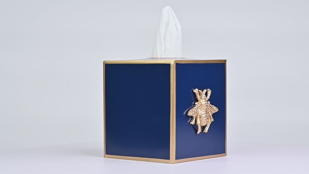 Buy Navy Blue Bee Tissue Box Cover Online