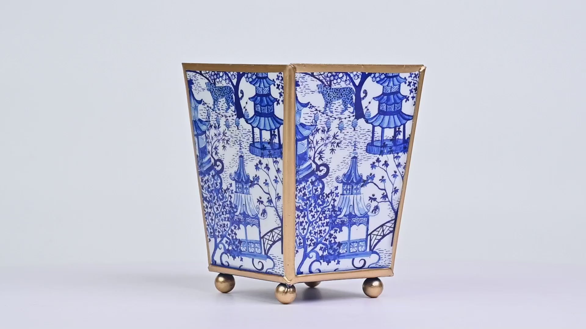 Garden Party Enameled Square Cachepot Planter