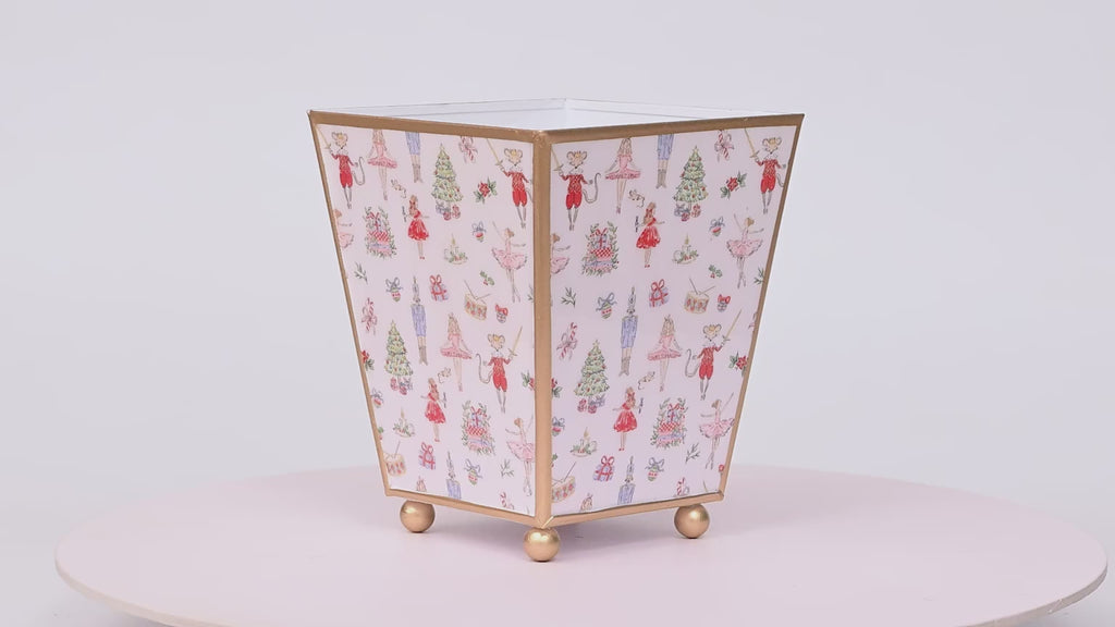 Watercolor Nutcracker Enameled Square Cachepot Planter