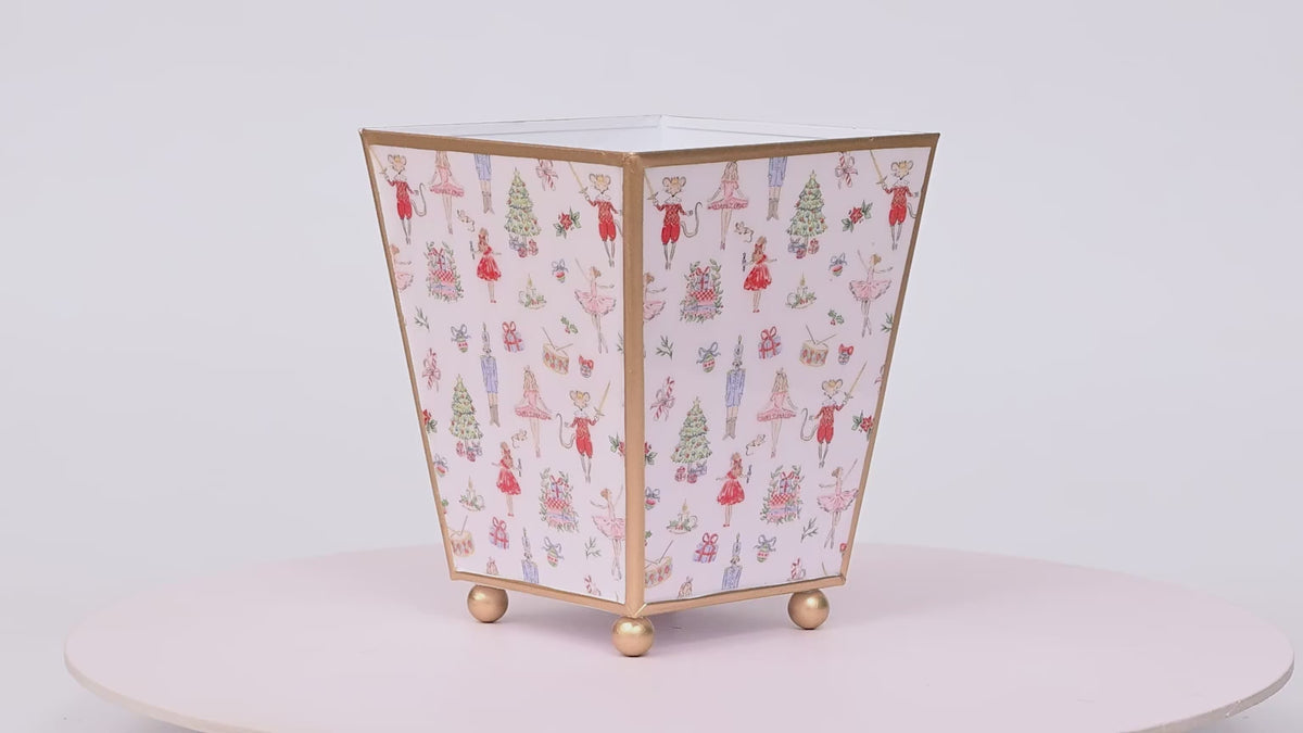 Watercolor Nutcracker Enameled Square Cachepot Planter