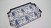 White & Blue Enameled Serving / Bar Tray with with Convienent Handles - made from High-Quality Metal- designed by Lilibridge -The Kyoto Pagoda Collection Collection 12 x 18 x 2