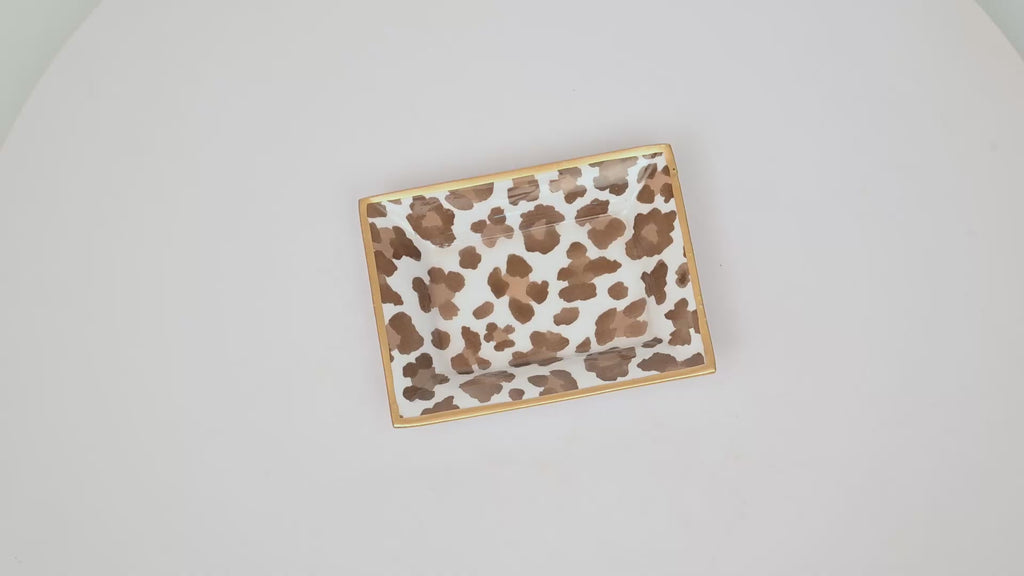 Cream Leopard Enameled Landry Jewelry Tray