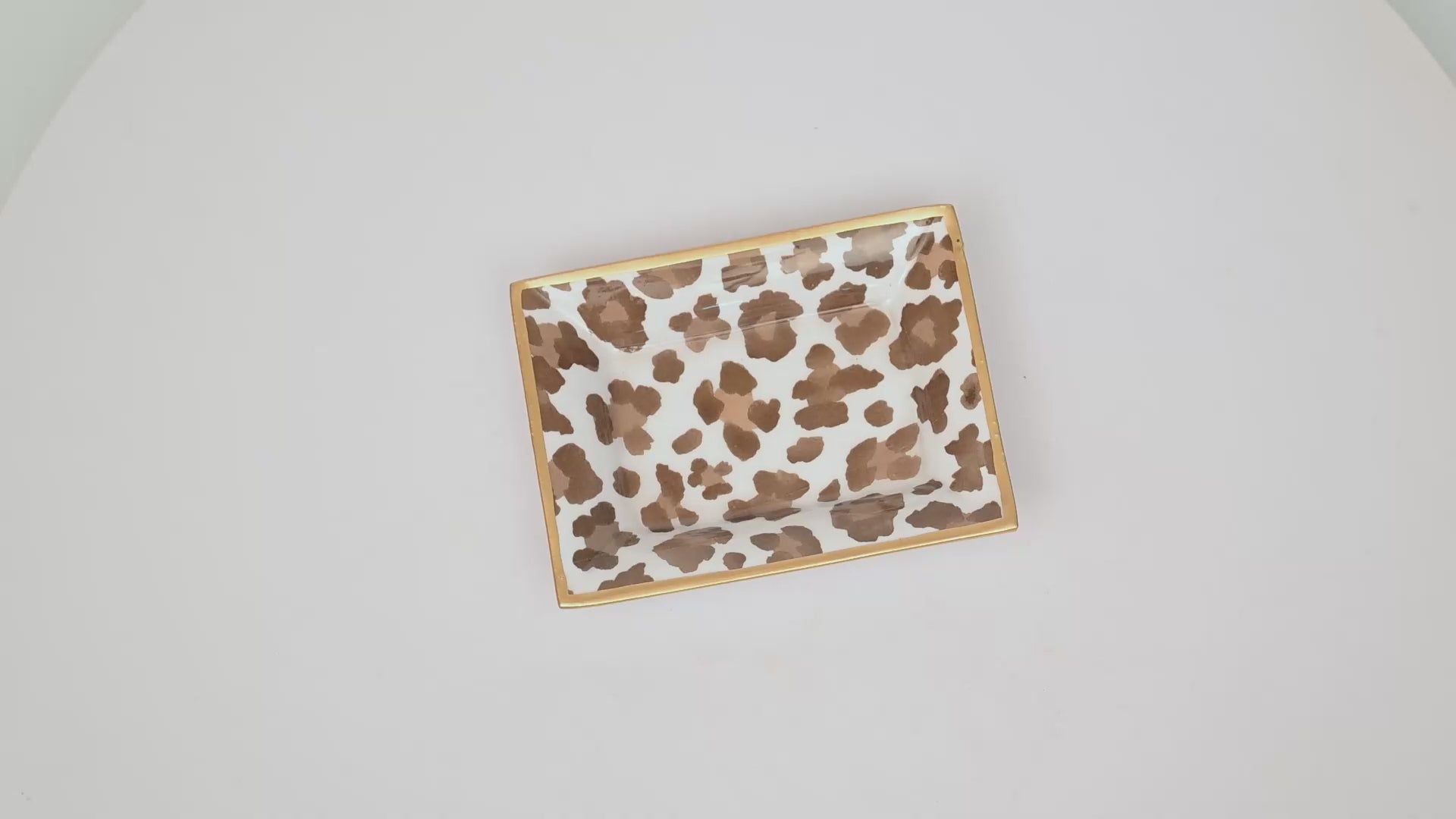 Cream Leopard Enameled Landry Jewelry Tray
