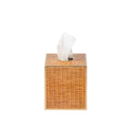 Rattan Beige Enameled Square Metal Tissue Box Cover for Bathroom, Vanity, Bedroom, Home Office - Tissue Box Cover from Jaye's Studio
