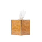 Rattan Beige Enameled Square Metal Tissue Box Cover for Bathroom, Vanity, Bedroom, Home Office - Tissue Box Cover from Jaye's Studio