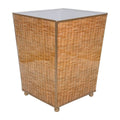 Rattan Brown Enameled Bathroom Trash Can, Wastebasket, Dustbin for Bedroom, Home Office, Vanity - Square without Lid - Avail 02/22 - Wastebaskets from Jaye's Studio