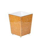 Rattan Brown Enameled Bathroom Trash Can, Wastebasket, Dustbin for Bedroom, Home Office, Vanity - Square without Lid - Avail 03/20 - Wastebaskets from Jaye's Studio