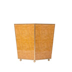 Rattan Brown Enameled Bathroom Trash Can, Wastebasket, Dustbin for Bedroom, Home Office, Vanity - Square without Lid - Avail 03/20 - Wastebaskets from Jaye's Studio