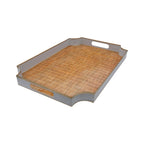 Rattan Brown Enameled Rectangle Decorative Serving Tray - for Kitchen, Barware, Vanity, Jaye Tray - Avail 03/20 - Serving Trays from Jaye's Studio