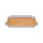 Rattan Brown Enameled Rectangle Decorative Serving Tray - for Kitchen, Barware, Vanity, Jaye Tray - Avail 03/20 - Serving Trays from Jaye's Studio