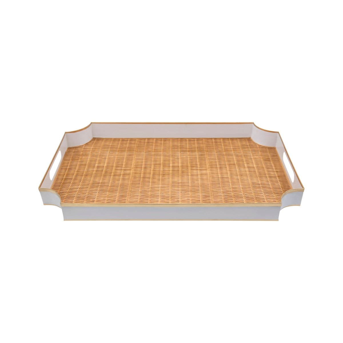 Rattan Brown Enameled Rectangle Decorative Serving Tray - for Kitchen, Barware, Vanity, Jaye Tray - Avail 03/20 - Serving Trays from Jaye's Studio