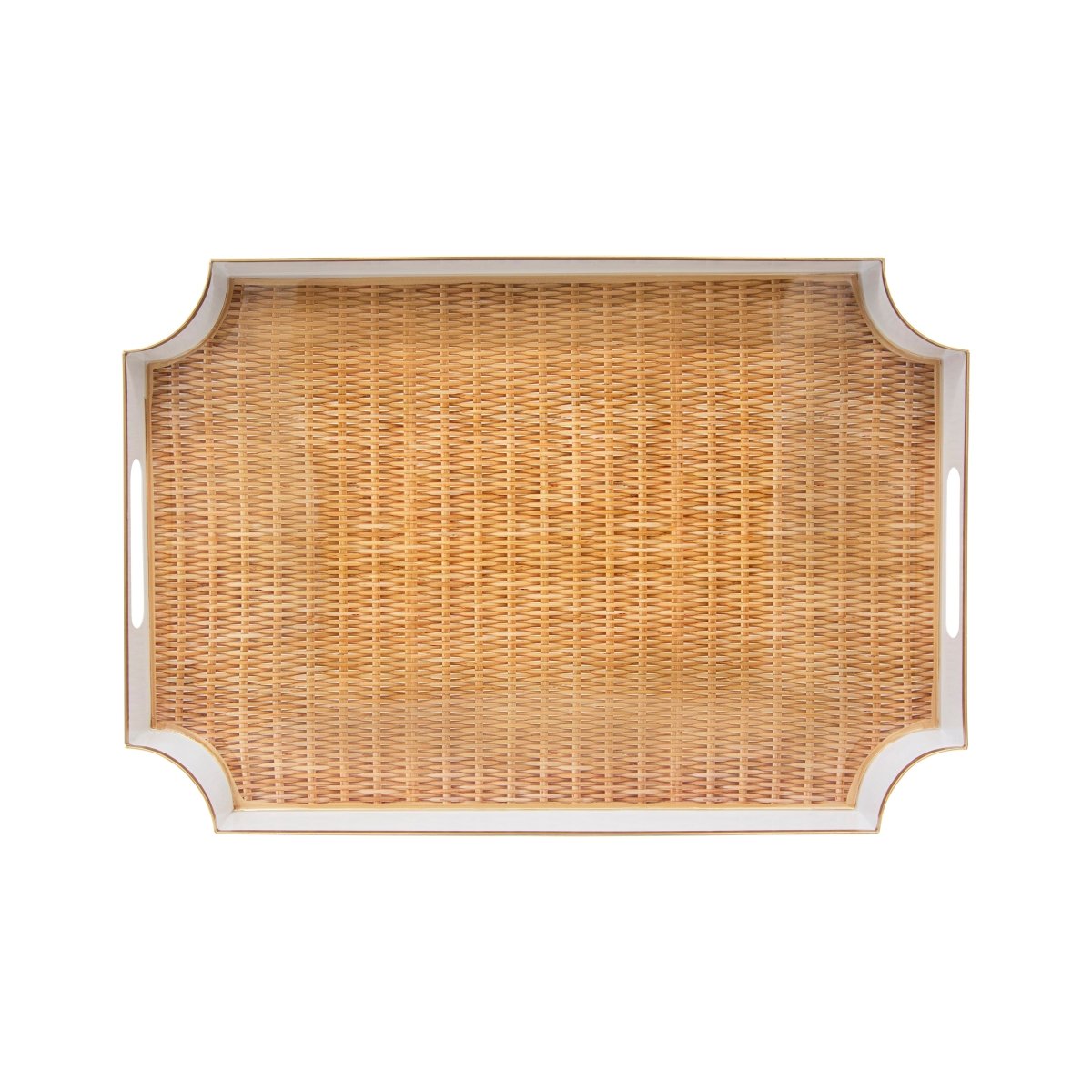 Rattan Brown Enameled Rectangle Decorative Serving Tray - for Kitchen, Barware, Vanity, Jaye Tray - Avail 03/20 - Serving Trays from Jaye's Studio