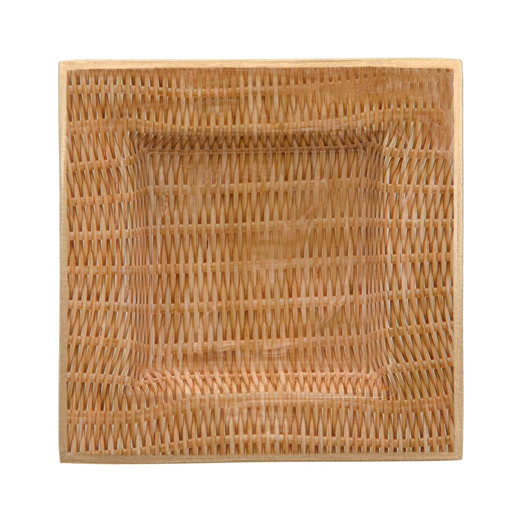 Rattan Brown Enameled Square Decorative Trinket Tray, Catch All Tray, Jewelry Tray for Vanity, Bathroom, Bedside Home Office - Trinket Trays from Jaye's Studio