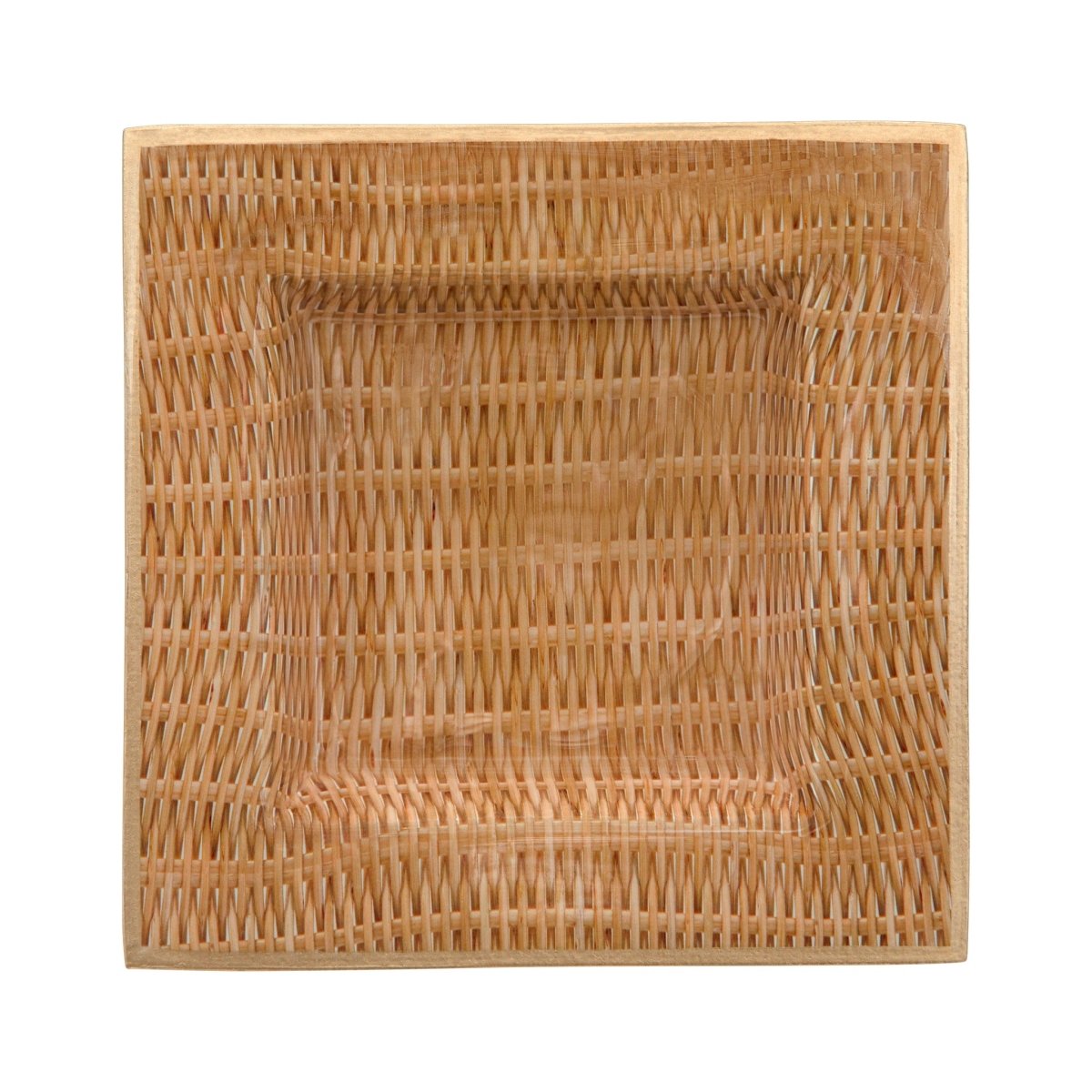 Rattan Brown Enameled Square Decorative Trinket Tray, Catch All Tray, Jewelry Tray for Vanity, Bathroom, Bedside Home Office - Trinket Trays from Jaye's Studio