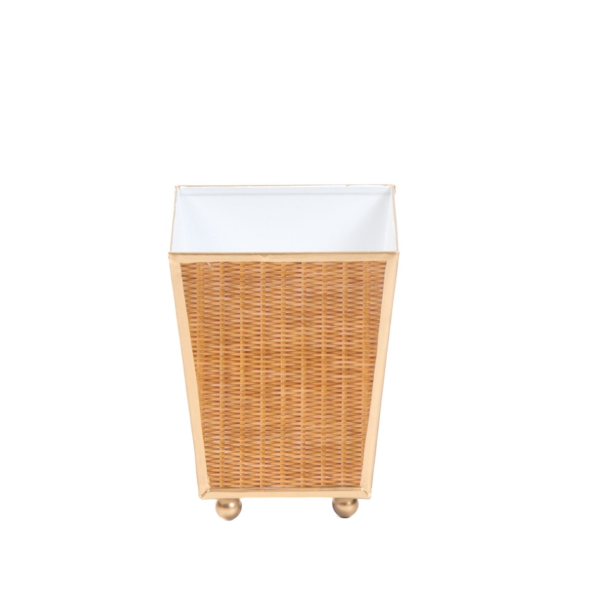 Rattan Enameled Brown Square Metal Cachepot Planter for Bedroom, Home Office, Kitchen, Living Room - Avail 03/20 - Cachepots from Jaye's Studio