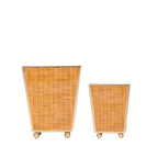Rattan Enameled Brown Square Metal Cachepot Planter for Bedroom, Home Office, Kitchen, Living Room - Avail 03/20 - Cachepots from Jaye's Studio