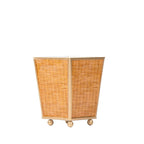 Rattan Enameled Brown Square Metal Cachepot Planter for Bedroom, Home Office, Kitchen, Living Room - Avail 03/20 - Cachepots from Jaye's Studio