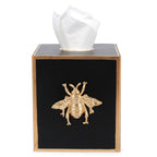 Regency Bee Black Enameled Square Metal Tissue Box Cover for Bathroom, Vanity, Bedroom, Home Office - Tissue Box Cover from Jaye's Studio