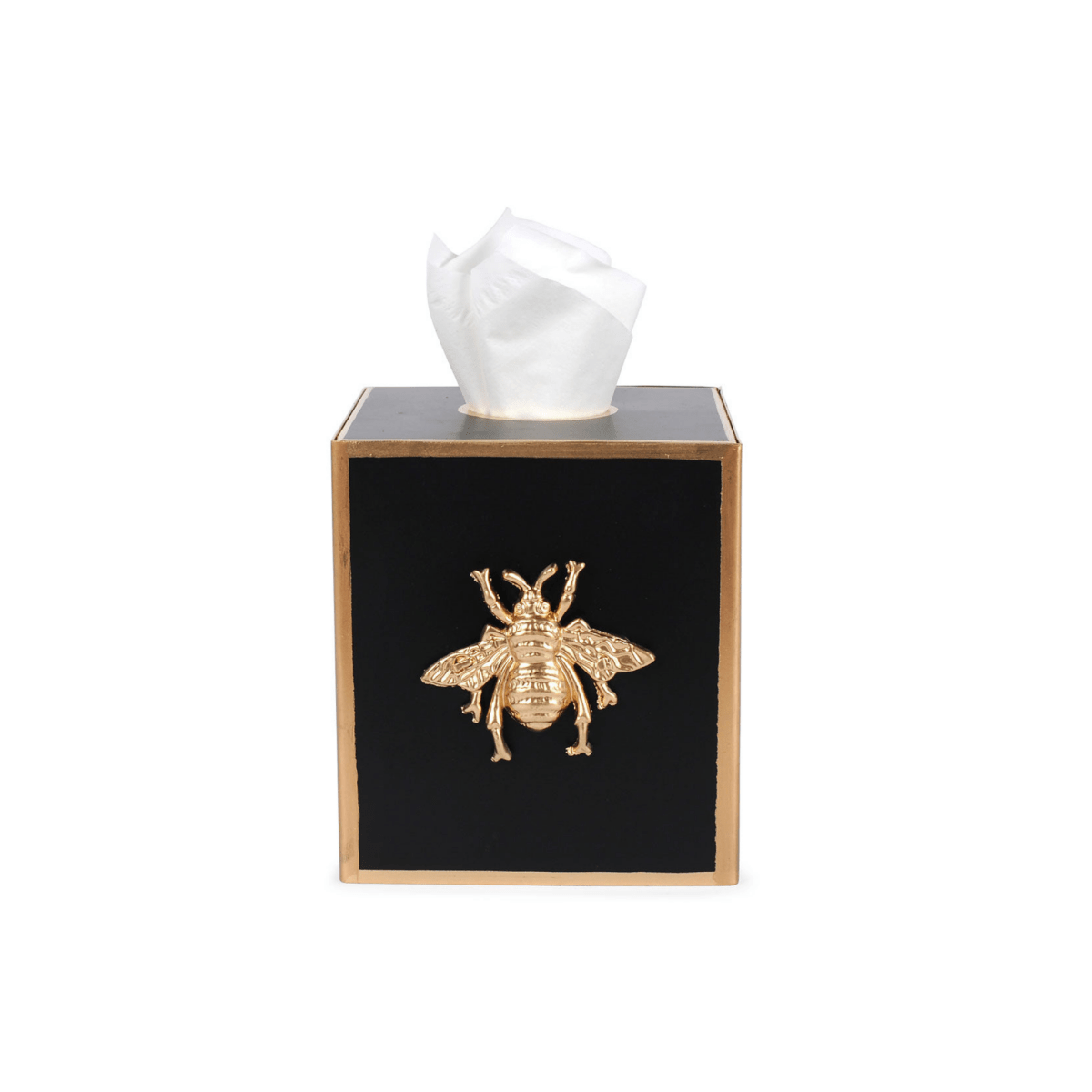 Regency Bee Black Enameled Square Metal Tissue Box Cover for Bathroom, Vanity, Bedroom, Home Office - Tissue Box Cover from Jaye's Studio