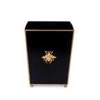 Regency Bee Black Wastebasket, Bathroom Trash Can, Wastebasket for Vanity, Home Office, Bedroom - Square without Lid with Lion Decor - Wastebaskets from Jaye's Studio