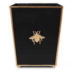 Regency Bee Black Wastebasket, Bathroom Trash Can, Wastebasket for Vanity, Home Office, Bedroom - Square without Lid with Lion Decor - Wastebaskets from Jaye's Studio