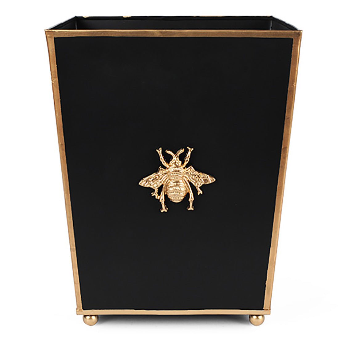 Regency Bee Black Wastebasket, Bathroom Trash Can, Wastebasket for Vanity, Home Office, Bedroom - Square without Lid with Lion Decor - Wastebaskets from Jaye's Studio