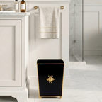 Regency Bee Black Wastebasket, Bathroom Trash Can, Wastebasket for Vanity, Home Office, Bedroom - Square without Lid with Lion Decor - Wastebaskets from Jaye's Studio