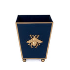 Regency Bee Navy Square Metal Cachepot for Bedroom, Office, Kitchen, Living Room - with Gold Bee Decor - Cachepots from Jaye's Studio