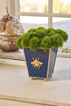 Regency Bee Navy Square Metal Cachepot for Bedroom, Office, Kitchen, Living Room - with Gold Bee Decor - Cachepots from Jaye's Studio